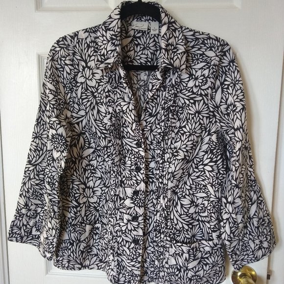 Kim Rogers Floral Button Down Women Top Size L - Picture 1 of 8